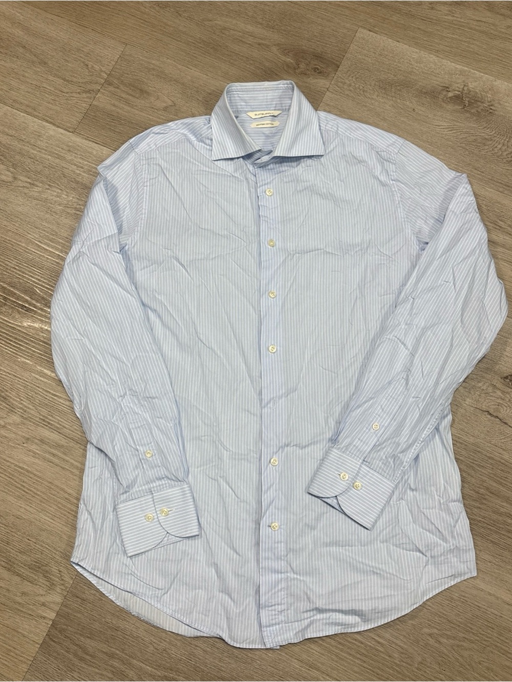 SuitSupply Shirt Mens Sz 15 3/4 Slim Blue Stripe EGYPTIAN COTTON